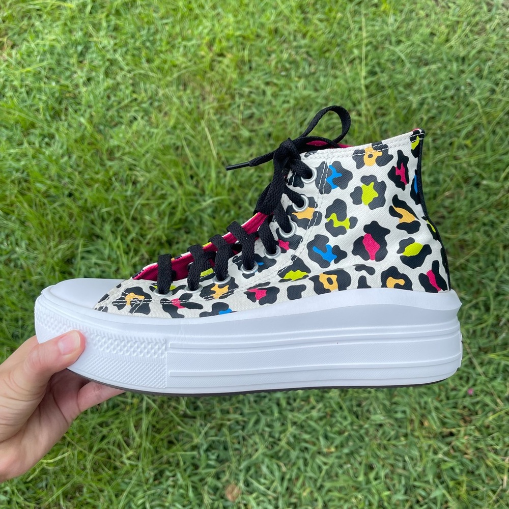 Converse Leopard Move Platform Trainers - Picture 2 of 8